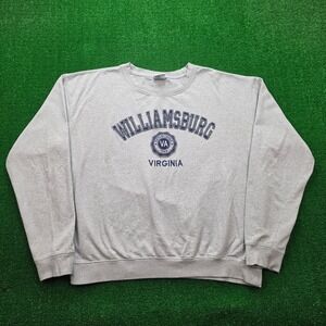 Vintage Crazy Apparel Williamsburg Virginia Applique Sweatshirt Mens XL Gray